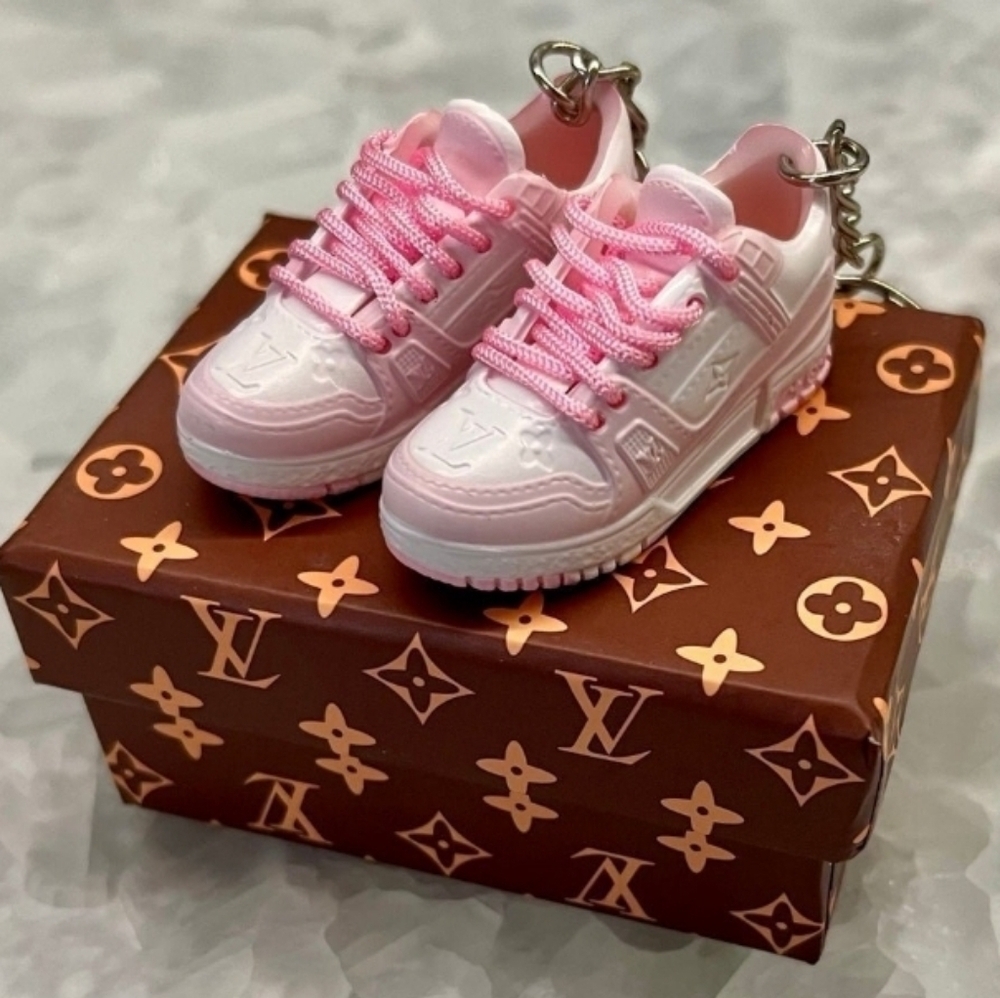 Pink Mini Sneaker Keychain Charm Pair with Gift Box Cute Bag Charm